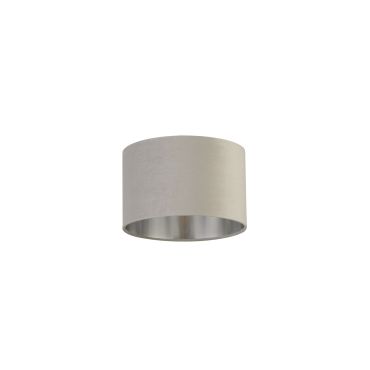 Searchlight Drum Shade - abat-jour - Ø 28 x 18 cm - gris clair et argent brossé