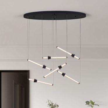 Nova Luce Stalactite - lampe suspendue - 120 x 250 x 43 cm - 36W dimmable LED inclus - noir sablé