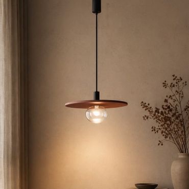 Nova Luce Vrahos - lampe suspendue - Ø 45 x 160 cm - rouge terrazzo