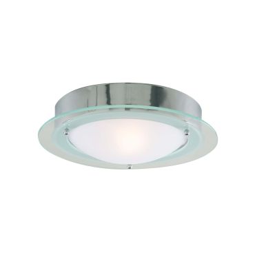 Searchlight Bathroom Flush - plafonnier de salle de bains - Ø 30 x 10 cm - IP44 - chrome