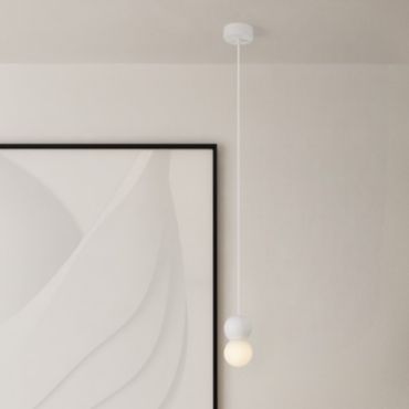 Nova Luce Zero - lampe suspendue - Ø 8 x 115 cm - blanc sablé