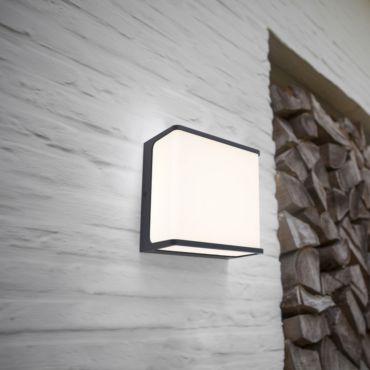 Lutec Doblo - applique murale extérieure - 15 x 15 x 8 cm - 19,1W LED inclus - IP54 - gris foncé
