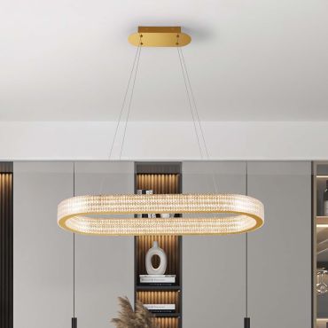 Nova Luce Kinara - lampe suspendue -  90 x 130 x 37 cm - 70W dimmable LED inclus - or