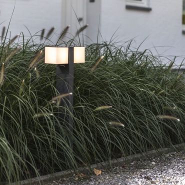 Lutec Cuba - lampe de jardin - 23 x 11 x 75 cm - 2 x 12,2W LED inclus - IP54 - gris foncé