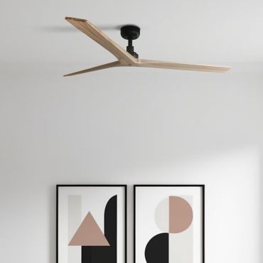 Faro Klim L - ventilateur de plafond - Ø 150 cm - noir mat et pin