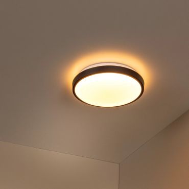 Lucide Dasher - plafonnier - Ø 29,3 x 8,5 cm - 12W LED inclus - IP44 - noir