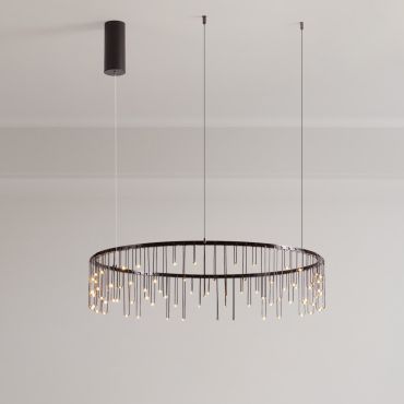 Nova Luce Stellar - lampe suspendue - Ø 80 x 150 cm - 31W dimmable LED inclus - noir chromé