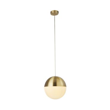 Searchlight Endor - lampe suspendue - Ø 25 x 150 cm - laiton satiné et blanc opale