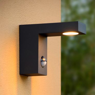 Lucide Texas - Applique d'extérieur avec détecteur de mouvement - 6 x 15 x 12 cm - 6W LED inclus - IP54 - anthracite