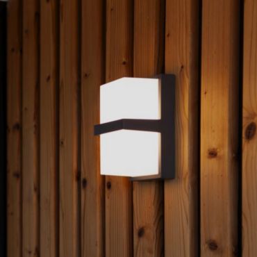 Lutec Stela - applique murale extérieure - 9,5 x 19 x 11,2 cm - 14W LED inclus - IP54 - gris foncé
