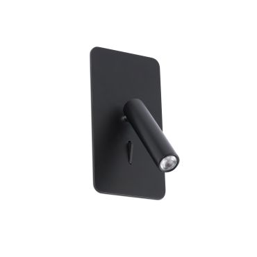 Faro Suau - applique murale encastrée avec interrupteur - 9,5 x 17 cm - 3W LED incluse - noir mat