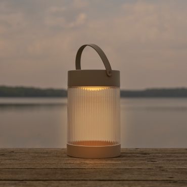 Nordlux Coupar Solar - lampe de table portable à énergie solaire avec port USB - Ø 14 x 22 cm - 3 niveaux de gradation - LED 3,2W incluse - IP44 - sable