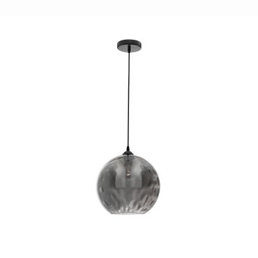 Nova Luce Jerardo - lampe suspendue - Ø 30 x 140 cm - verre fumé avec bulles
