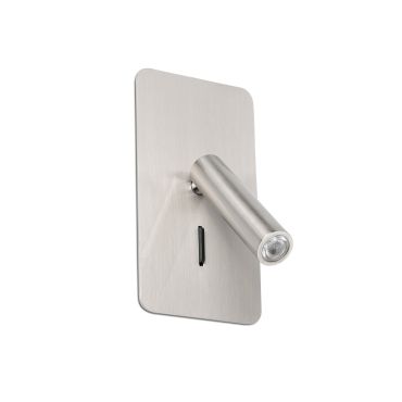 Faro Suau - éclairage mural encastré avec interrupteur - 9,5 x 17 cm - LED 3W incl. - nickel satiné