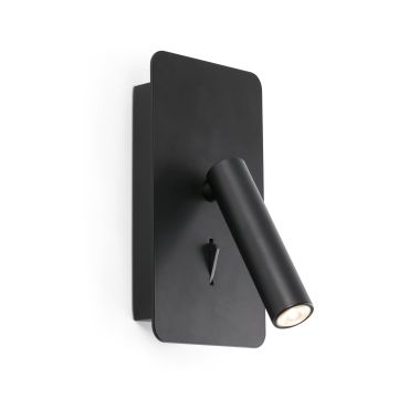 Faro Suau - applique murale avec interrupteur - 9,5 x 14 x 17 cm - 3W LED inclus - noir mat