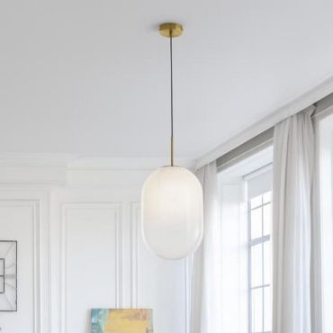 Nova Luce Chrysi - lampe suspendue - Ø 24 x 120 cm - laiton doré et blanc