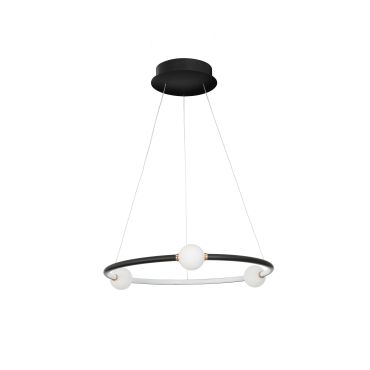 Nova Luce Celia - lampe suspendue avec télécommande - Ø 64 x 120 cm - 36W LED dimmable inclus - noir et opale