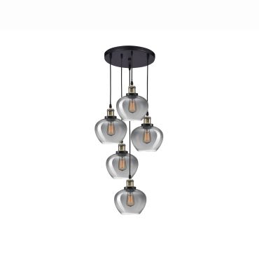 Nova Luce Cedro - lampe suspendue - Ø 50 x 160 cm - verre fumé