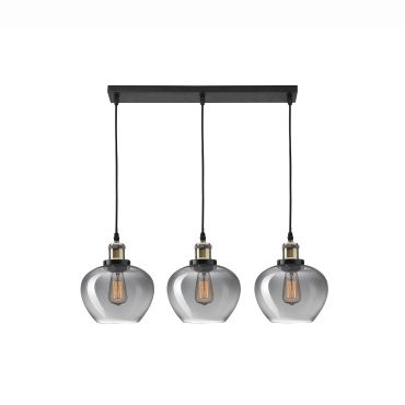 Nova Luce Cedro - lampe suspendue 3L - 80 x 130 cm - verre fumé