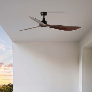 Faro Outwood L - ventilateur de plafond - Ø 150 cm - IP44 - noir et noyer foncé