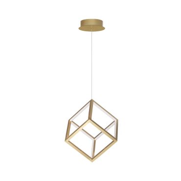 Nova Luce Gabbia - lampe suspendue - 25 x 25 x 190 cm - 45W LED dimmable inclus - or
