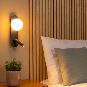 Lucide Kelly - lampe de chevet - 12 x 14,8 x 32 cm - 3,5W LED inclus - noir