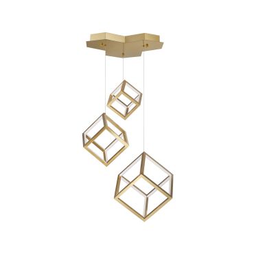 Nova Luce Gabbia - lampe suspendue - 56 x 48,5 x 156 cm - 110W LED dimmable inclus - or