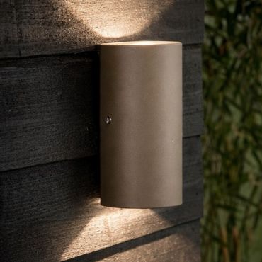 Nordlux Rold Round - applique murale extérieure - 9 x 16 x 5,5 cm - 2 x 5W LED inclus - IP54 - taupe
