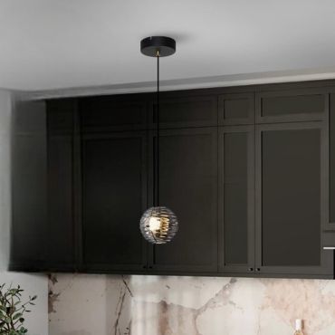 Nova Luce Las - lampe suspendue - Ø 15 x 145 cm - 13W LED inclus - noir sablé, or et gris fumé