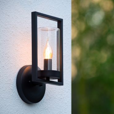 Lucide Nispen - applique murale extérieure - 16 x 13 x 31 cm - IP44 - noir