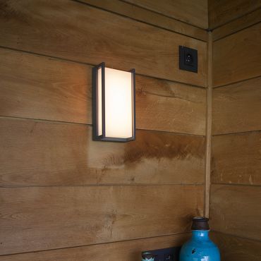 Lutec Qubo - applique murale extérieure - éclairage intelligent - Lutec Connect - 11 x 7 x 22 cm - 16W LED inclus - IP54 - gris foncé