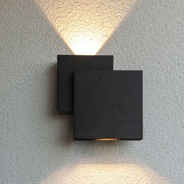 Lutec Rialto - Applique d'extérieur - 6,4 x 19,5 x 19,5 cm - 21W LED inclus - IP44 - noir mat