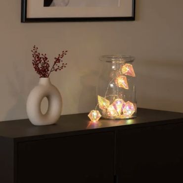 Konstsmide éclairage de Noël - guirlande lumineuse décorative avec diamants fonctionnant sur batterie - 165 cm - 10 ampoules LED incluses - multicolore