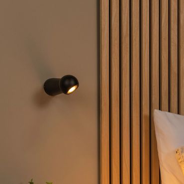 Lucide Ipsos - applique murale extérieure - Ø 6 x 15 cm - 6W LED inclus - IP54 - noir