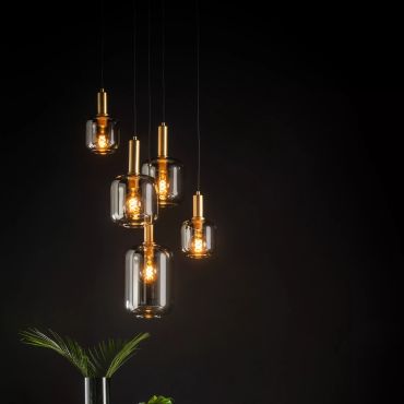 Lucide Joanet - lampe suspendue 5L - Ø 50 x 218 cm - fumé