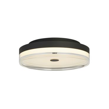 Searchlight Cyprus - plafonnier - Ø 30 x 11 cm - 21W LED dimmable inclus - noir et transparent