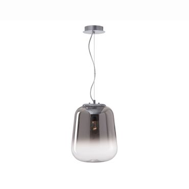 Nova Luce Oliverio - lampe suspendue - Ø 33 x 120 cm - verre fumé et chrome