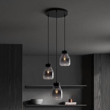 Nova Luce Blacu - lampe suspendue - Ø 32 x 120 cm - dégradé fumé et noir