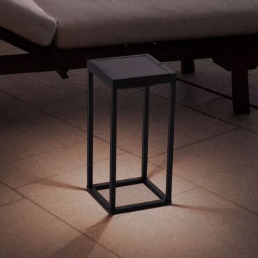 Nova Luce Tegolo - lampe de table portable à énergie solaire avec port USB - 15,1 x 39,2 x 16,6 cm - 2W LED inclus -  IP54 - anthracite foncé
