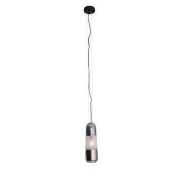 Maxlight Mauri - lampe suspendue - Ø 12,5 x 180 cm - noir et verre fumé