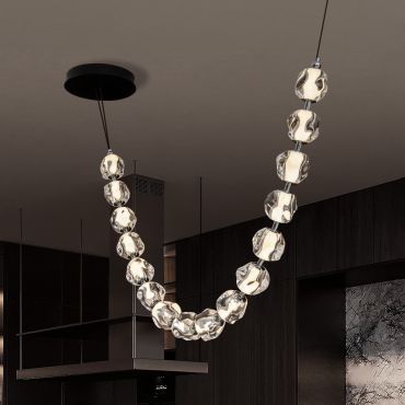 Nova Luce Ifos - lampe suspendue - 10 x 210 cm - 71W dimmable LED inclus - noir sablé et métal chromé