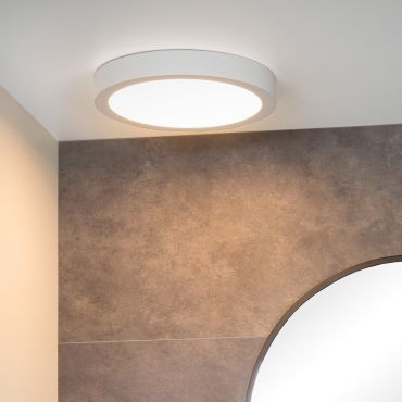 Lucide Brice-Led - plafonnier - Ø 30 x 3,9 cm - 30W LED dimmable inclus - IP44 - blanc