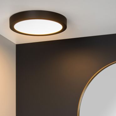 Lucide Brice-Led - plafonnier - Ø 30 x 3,9 cm - 30W dimmable LED inclus - IP44 - noir