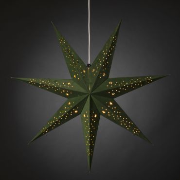 MODÈLE D’EXPOSITION - Konstsmide Lumières de Noël - papier 7 étoiles - 78 x 19 x 78 cm - vert