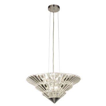 Searchlight Savannah - plafonnier suspendu - Ø 50,5 x 150 cm - chrome et transparent