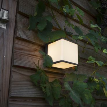 Lutec Doblo - applique murale extérieure - 15 x15 x15 cm - 19,1W LED inclus - IP54 - 4000K - gris foncé