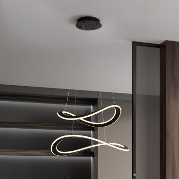 Nova Luce Celestia - lampe suspendue -  Ø 60 x 120 cm - 87W dimmable LED inclus - noir