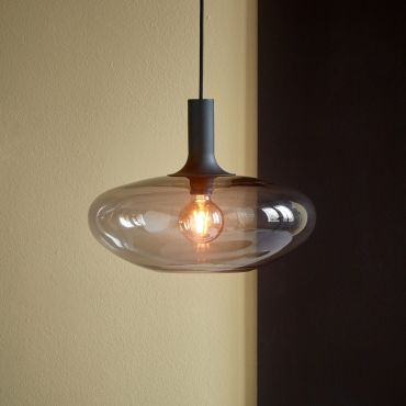 Nordlux Alton - lampe suspendue - Ø 35 x 330 cm - noir et verre fumé