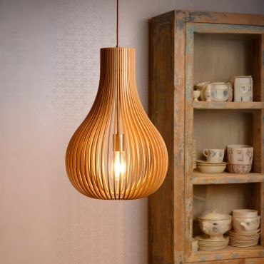 Lucide Bodo - lampe suspendue - Ø 38 x 195 cm - bois