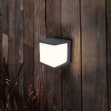 Lutec Doblo - Applique d'extérieur avec capteur solaire - 11 x 12,9 x 11 cm - 7,5W LED inclus - IP54 - gris foncé - blanc